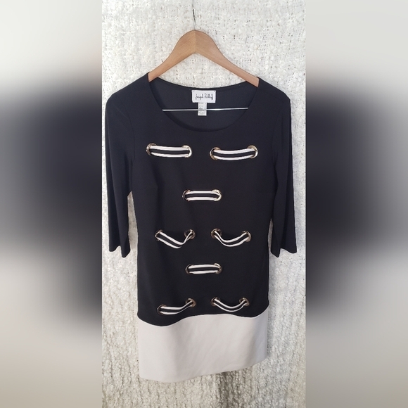 Joseph ribkoff black and white dress 12 long sleeve - Picture 1 of 2